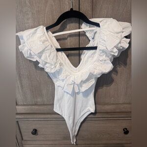 Zara Cream Ruffled Bodysuit